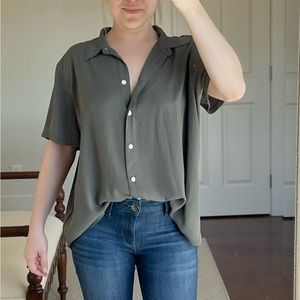 Jcrew Olive Green Blouse Size L